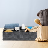 thumbnail of Relaxdays Aufbewahrungskorb, 5 Fächer, eckig, geflochten, PP-Kunststoff, Badezimmer Aufbewahrung, Ordnungskorb, grau