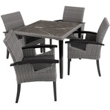 thumbnail of tectake Table en rotin Tarent avec 4 chaises Rosarno - gris - 404857