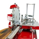 thumbnail of Berkel Volano Tribute Schwungradmaschine in rot – Wunderschöne Aufschnittmaschine mit Standfuß + Fassholzbrett Unikat