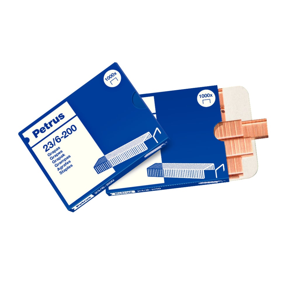 Grapas Petrus 23/6-200 (x1000) cobreada. Pack de 25