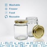 thumbnail of 20x Kleine Zeshoekige Honingpot met Deksel 180ml - Ideaal voor het Bewaren van Honing, Jam, Kruiden, Yoghurt