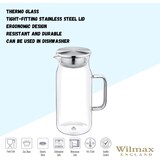 thumbnail of Wilmax Borosilikat Glas Krug mit Edelstahl-Deckel, 1000ml