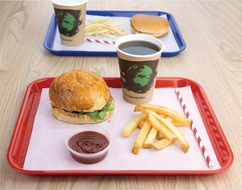 Plateau de service rouge pour snack fast food et restauration rapide ...