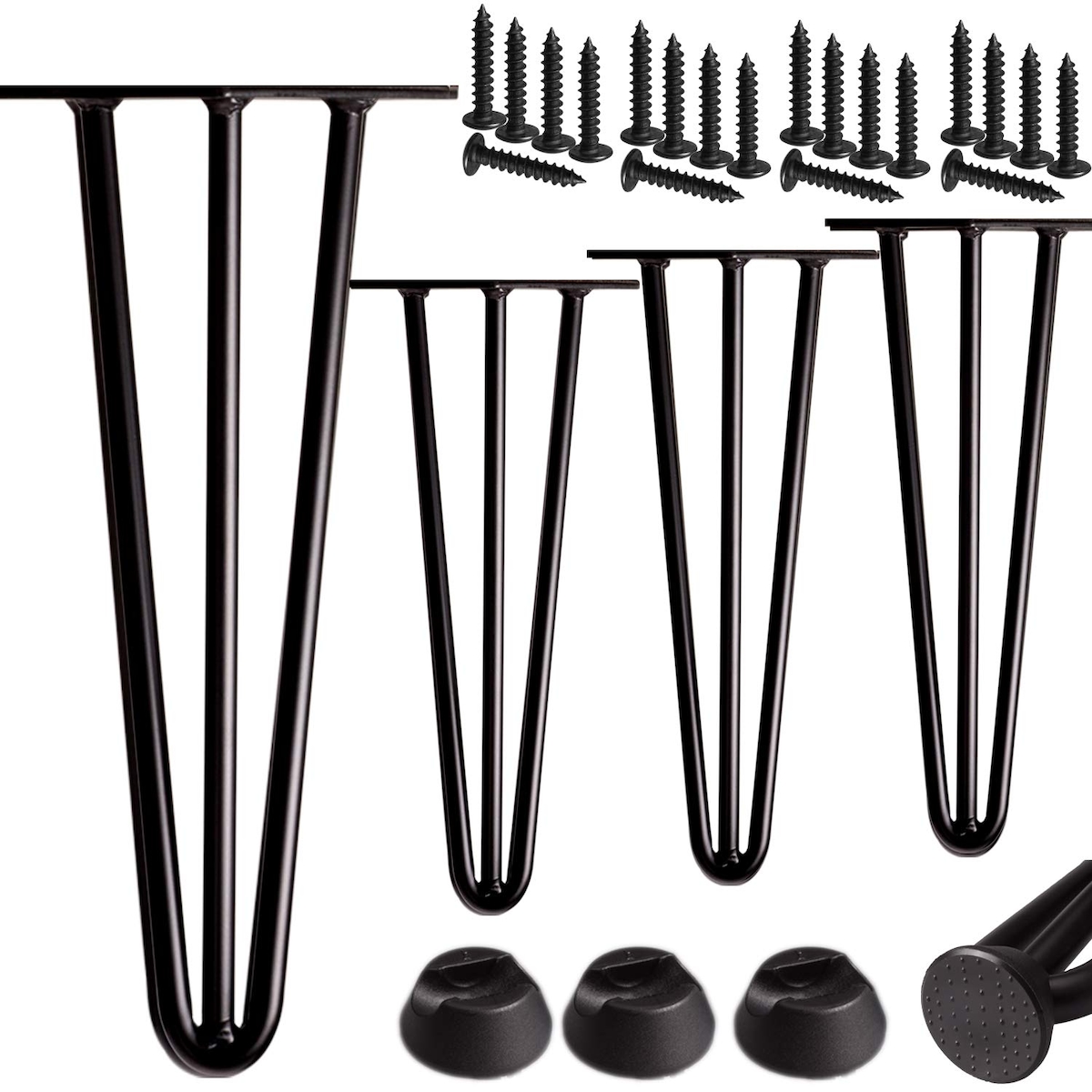 4x Haarnadel Tischbeine EDELSTAHL SCHWARZ CHROME Möbel Tischgestell Hairpin Leg SCHWARZ 3 Streben 45