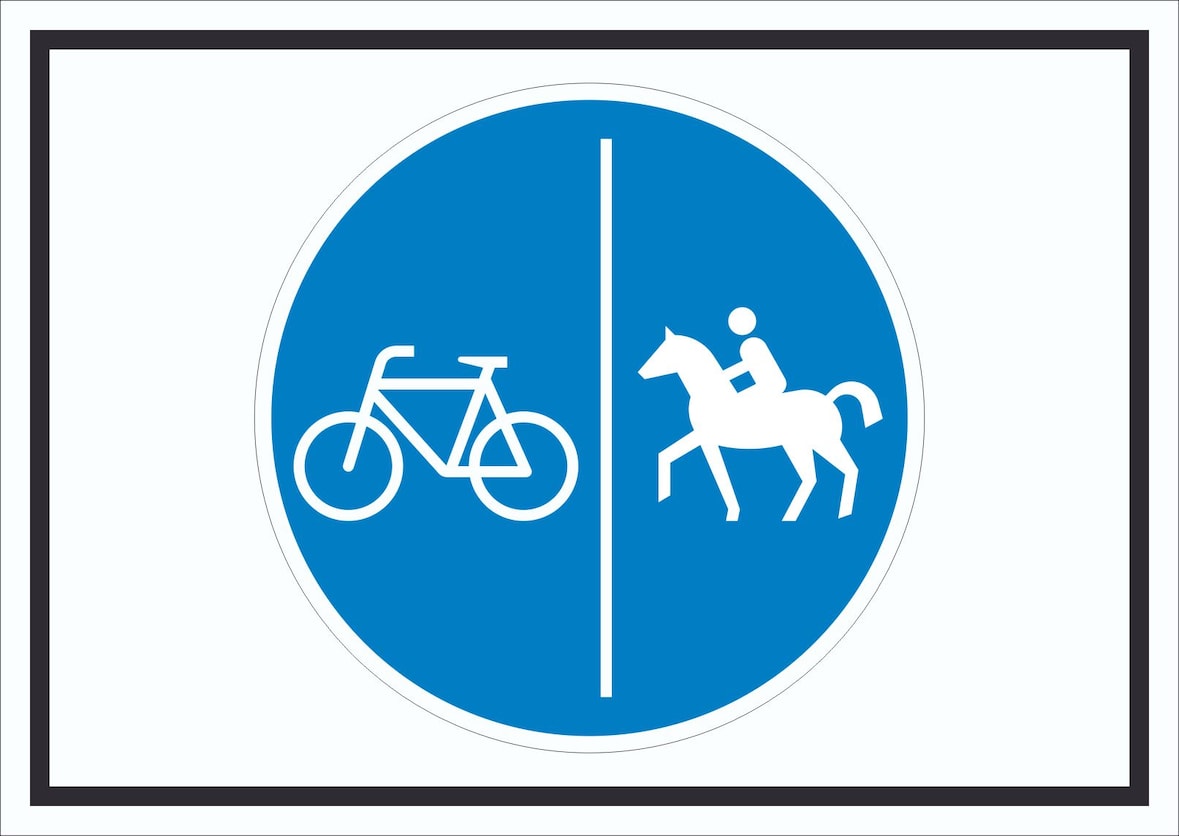 Schild Getrennter Rad- und Reitweg Symbol A5 Rückseite selbstklebend