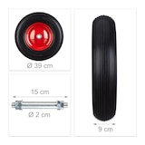thumbnail of Relaxdays Relaxdays Schubkarrenrad Vollgummi mit Achse, 4.80 4.00-8 Gummirad, pannensicher, 100kg Tragkraft Ersatzrad, schwarz-rot
