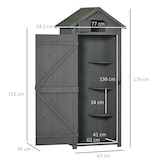 thumbnail of Gartenschrank Holz Grau 77x54,2x179 cm mit Fenster und abnehmbaren Regalen