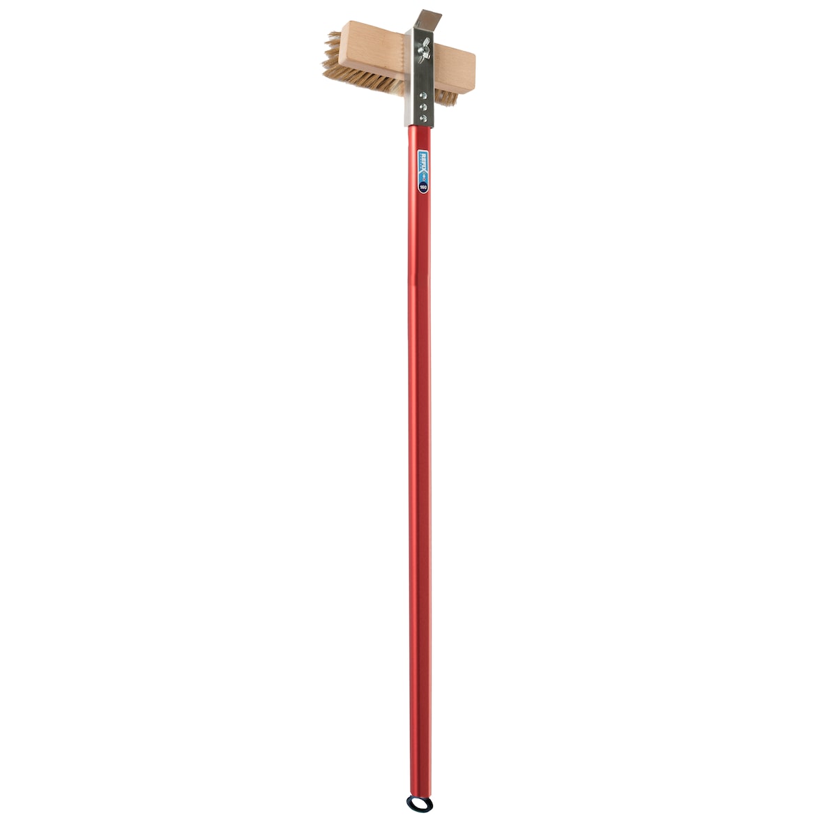 Stil Casa, Rotierende Reinigungsbürste für Öfen, 6x20xH. 7 cm, Messingborsten und Holzhalterung, Aluminiumgriff 160 cm in Rot.