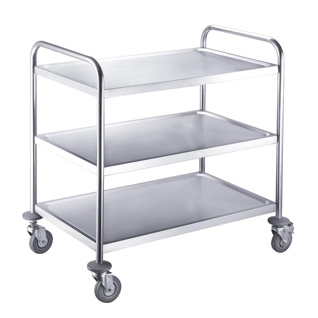 Chariot de service EASYLINE, acier inoxydable / 3 étagères, 860 x 540 mm