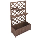 thumbnail of Canteiro elevado HWC-P68, plantador/caixa de flores treliça suporte treliça caixas suspensas madeira FSC® 135x70x30cm ~ castanho
