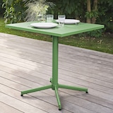 thumbnail of Ensemble table de terrasse carrée et 2 fauteuils métal vert cactus  - Oviala