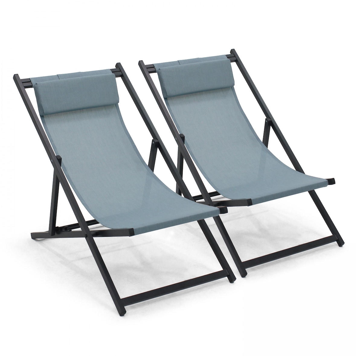 Set di 2 sedie a sdraio in alluminio blu - Oviala