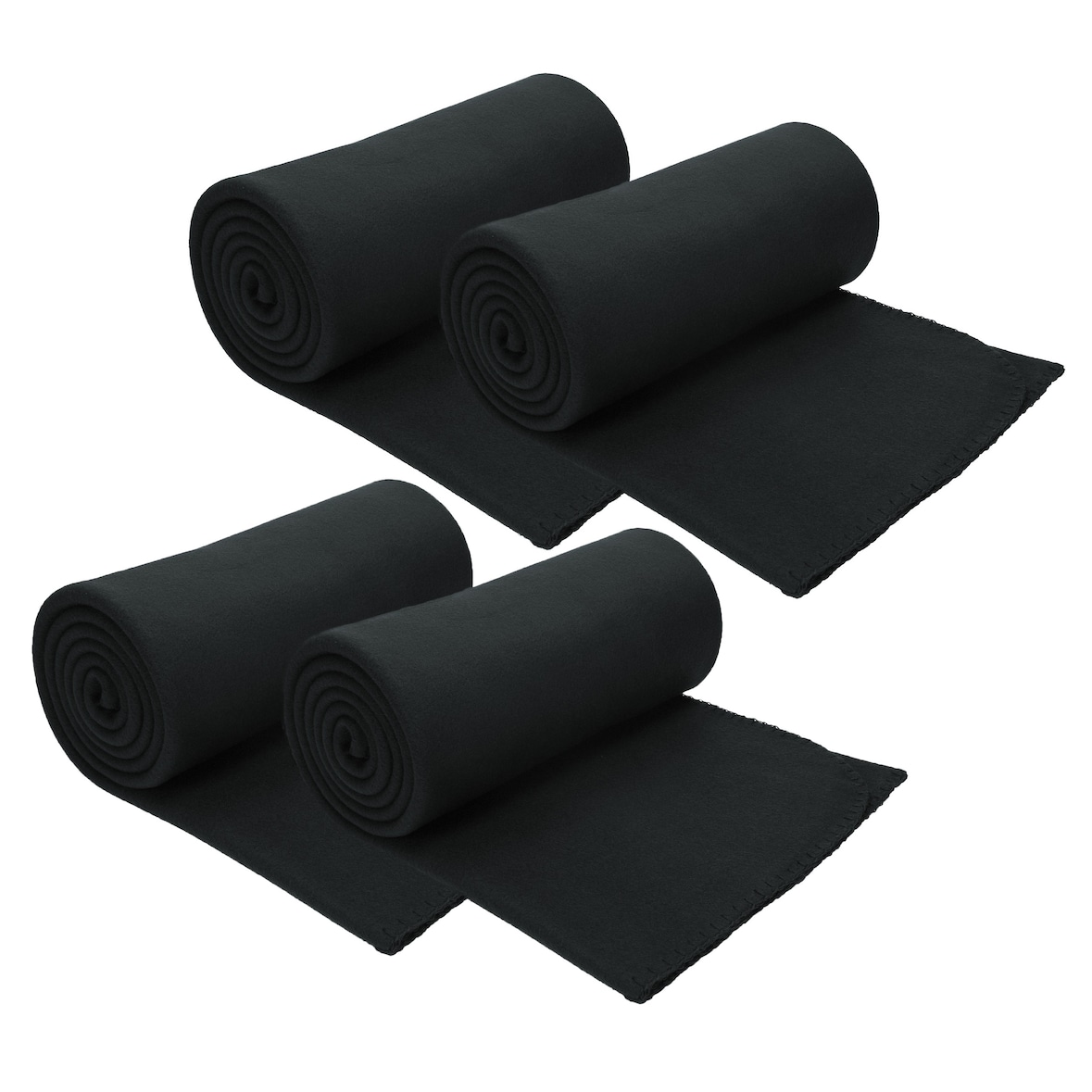 Betz 4 Stück Fleecedecken Kuscheldecken Größe 130x170 cm Farbe schwarz