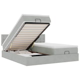 thumbnail of vidaXL Ottoman-Bett mit Matratzen & LEDs Hellgrau 160x200 cm Samt