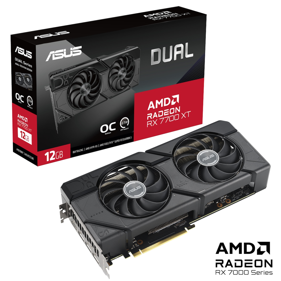 ASUS Dual Radeon RX 7700 XT OC Edition 12GB GDDR6 Gaming Grafikkarte
