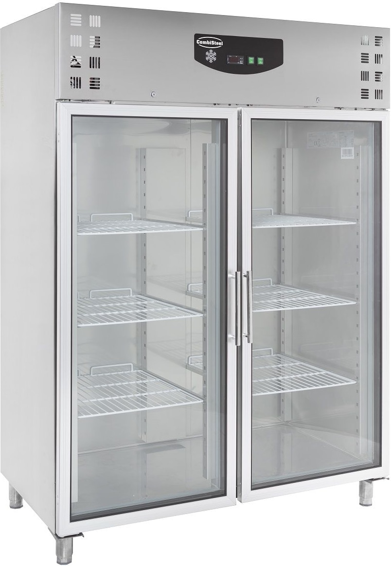 Flaschenkühlschrank mit 2 Glastüren Getränkekühlschrank Kühlschrank Gastro 1325 L +2/8°C Edelstahl