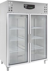 thumbnail of Flaschenkühlschrank mit 2 Glastüren Getränkekühlschrank Kühlschrank Gastro 1325 L +2/8°C Edelstahl