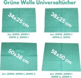 thumbnail of Grüne Welle, Universaltücher mit Textilcharakter, grün-weiß, 55 % Viskose, 45 % Polyester, ca. 25x38 cm, 100 Tücher