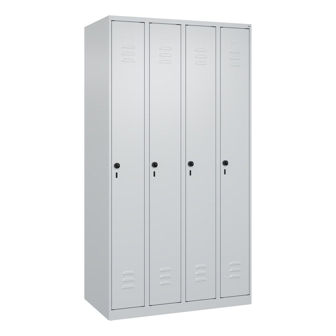 C+P Spind Classic PLUS, 4 Abteile, HxBxT 185x100x50cm, Sicherheitsdrehriegel, Hellgrau/Hellgrau von PROREGAL