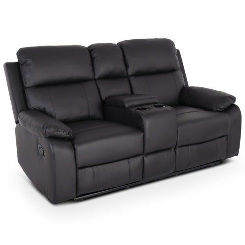 Kinosessel, 2er-Fernsehsessel mit Relaxfunktion, mechanisch mit Liegefunktion Easy-Lift, für 2 Personen, Kunstleder in Schwarz, Raburg Flix