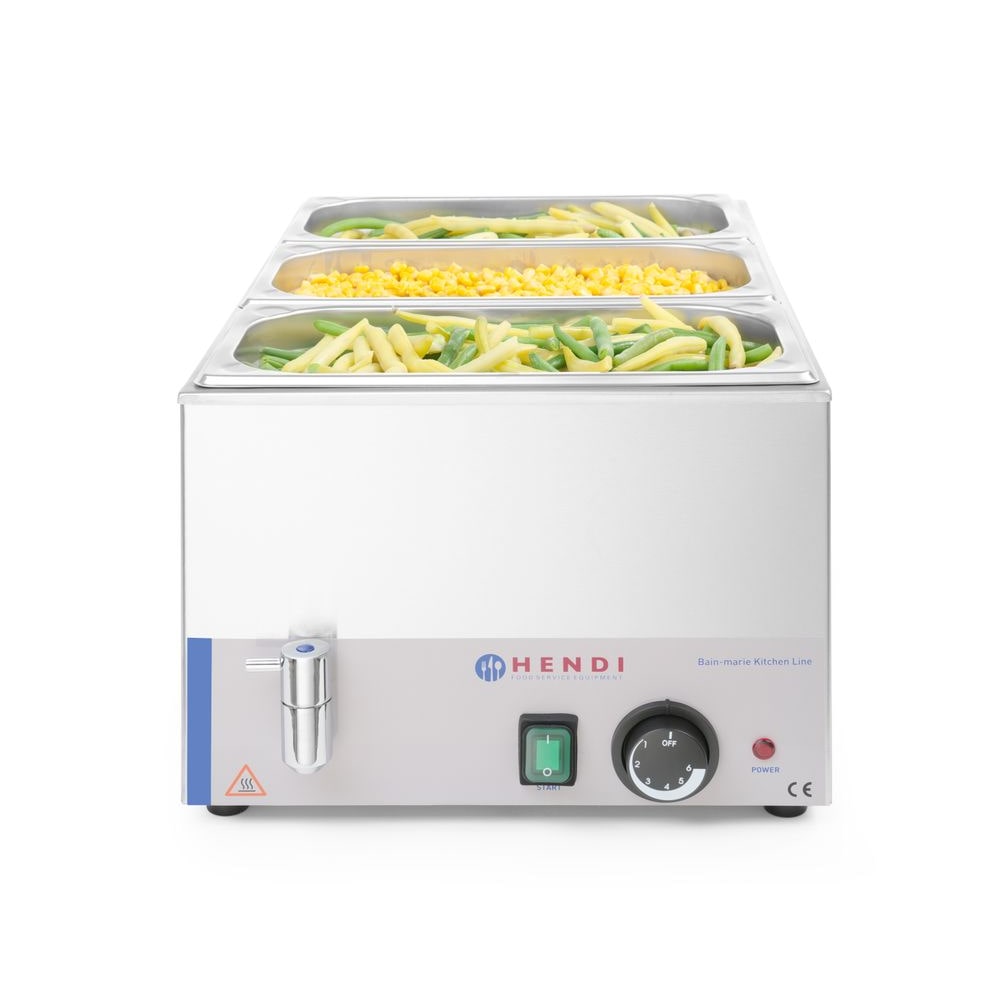 Hendi Bain-Marie Keukenlijn voor GN1/1 met verwarmingsmat, aftapkraan en 1000W