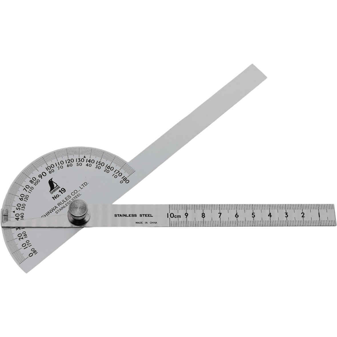 Shinwa 62490 Winkelmesser aus Edelstahl Gradmesser No.19 - by FAMEX - 90°, 10cm