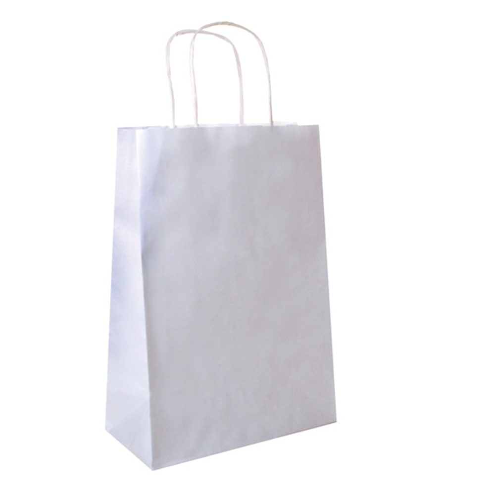MONOUSO - Bolsa Papel Kraft Blanca con Asas 90g/m² 32+16x43cm (250 Uds)