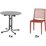 thumbnail of SIENA GARDEN Urban Lights Set 3teilig Square Stuhl gastrotauglich brick mit Tisch Sola Ø80