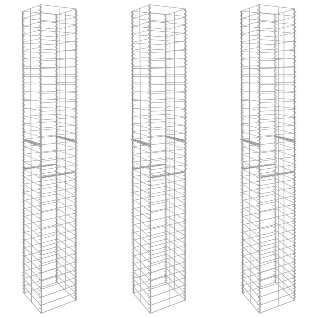 vidaXL Schanskorven 3 st 25x25x197 cm gegalvaniseerd staal