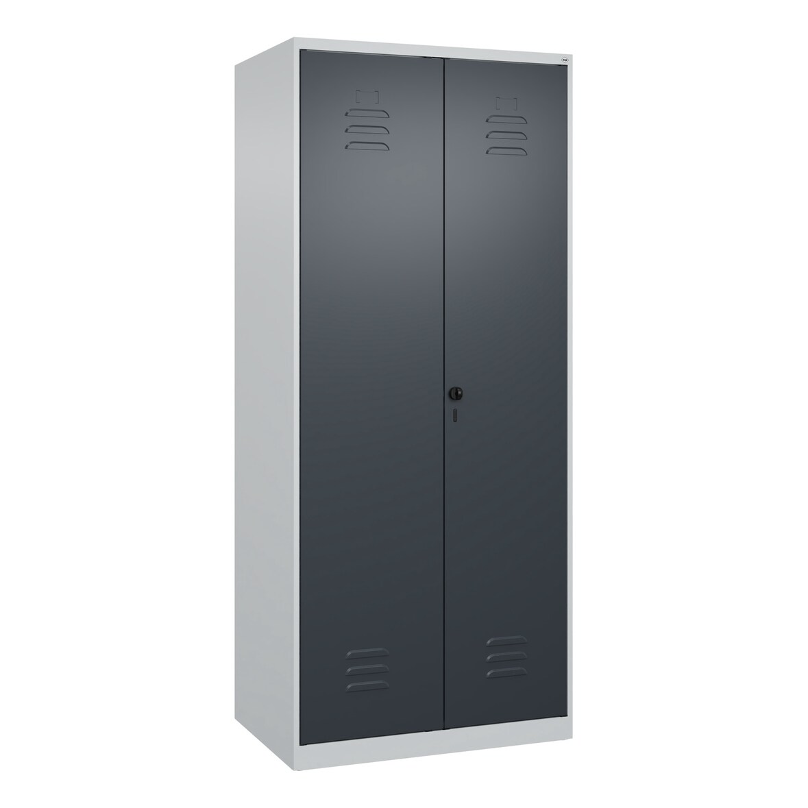 C+P Doppel-Spind Classic PLUS, 2 Abteile, HxBxT 185x80x50cm, Sicherheitsdrehriegel, Hellgrau/Anthrazit von PROREGAL