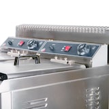 thumbnail of Romux® Friteuse À Gaz Butane Professionnelle 18+18 Litres Double de Table | Friteuse en Acier Inoxydable avec Robinet de Vidange 24000 W