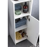 thumbnail of Badschrank 30 x 95,5 x 30 cm weiß Holz mit Tür und Ablagefach, Kleiner Bad-Schrank Beistellschrank stehend, Badregal schmal freistehend
