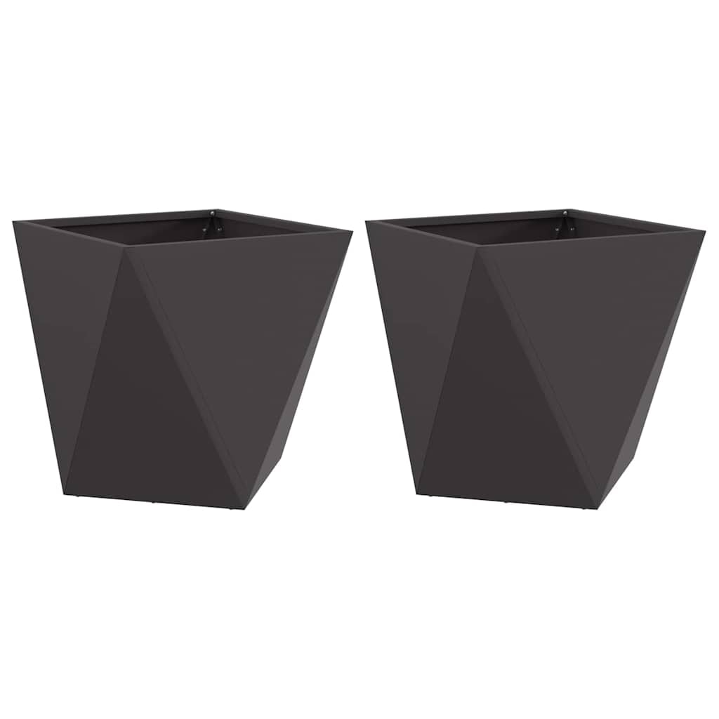 vidaXL Pflanzkübel 2 pcs Schwarz 50 x 50 x 50 cm Stahl