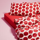 thumbnail of Benetton - Conjunto de cama king size de 4 peças (capa de edredom 260x240cm, lençol com elástico 200x200cm e 2 fronhas 50x85cm) 100% algodão vermelho