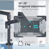 thumbnail of ONKRON Adaptador VESA 75x75 y soporte para tablet 10.1"-12.9", hasta 2 kg, montaje mural o de sobremesa, APM13T-B Negro