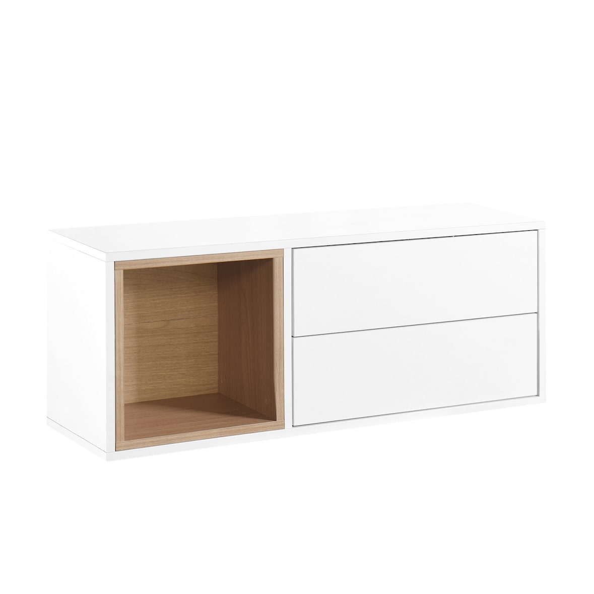 KLAST Mueble recibidor flotante en madera color blanco y natural Hazan