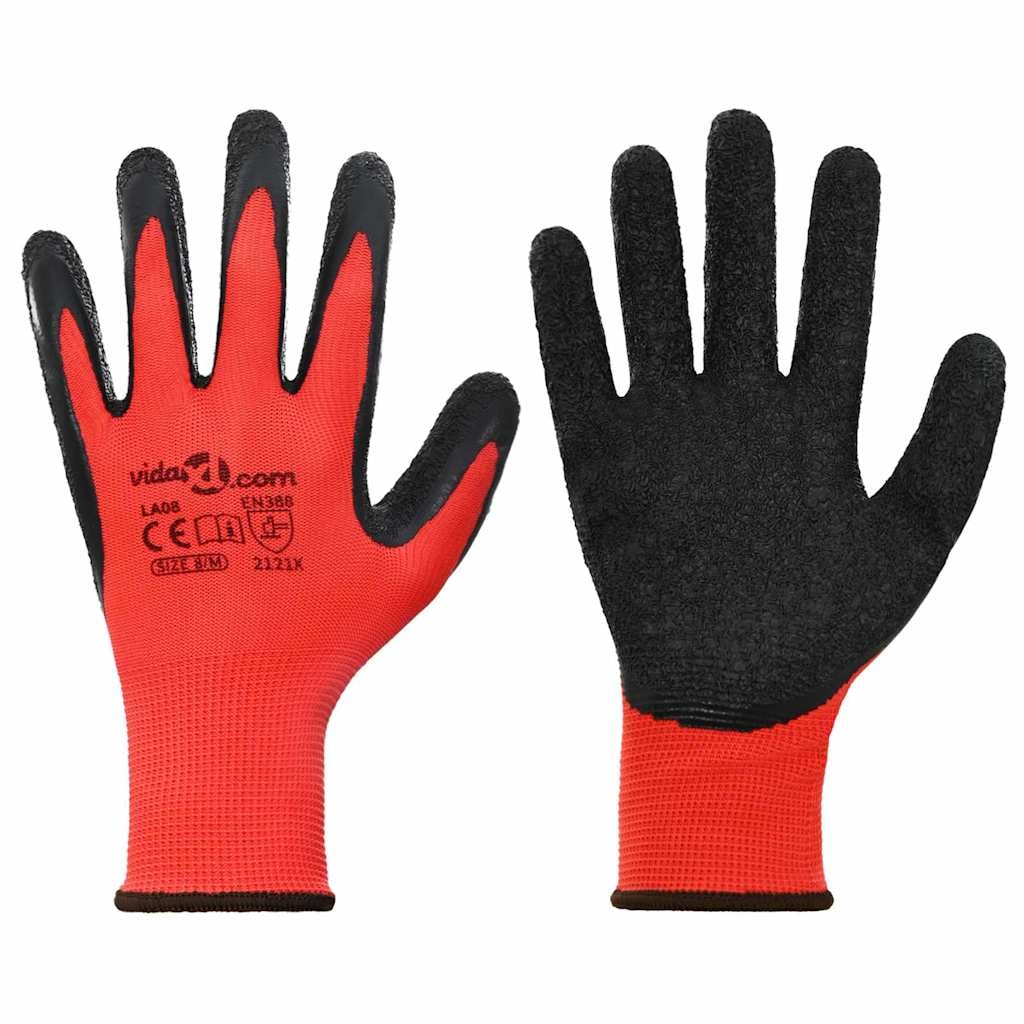 vidaXL Werkhandschoenen 24 pcs Rood en Zwart 8 / m Latexcoating