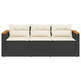 thumbnail of vidaXL Gartensofa mit Kissen 3-Sitzer Schwarz Poly Rattan