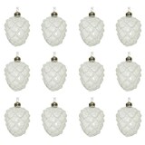 thumbnail of 12 Christbaumschmuck Zapfen Glas 10cm Glaszapfen Weihnachtsbaumschmuck Christbaumkugeln Weihnachtsbaumkugeln weiß / klar gefrostet
