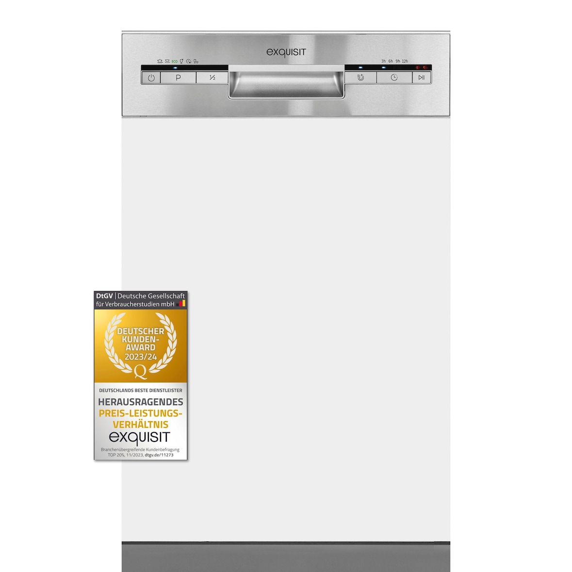 Exquisit Geschirrspüler EGSP1009-EB-030E inox | Spülmaschine 45 cm | ECO-Modus | Maßgedecke: 9 | Einbaugerät