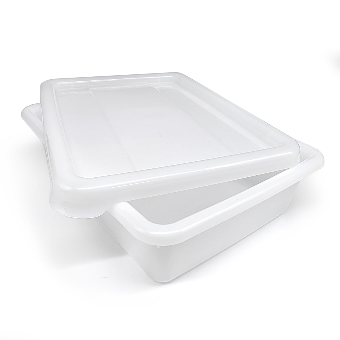 Verpakking 3 resistente voedselveilige bakken met deksel: 2,2L BPA-vrij (26,8 x 19,7 x 7 cm) – Keukens, restaurants, kantines, slagerijen, catering