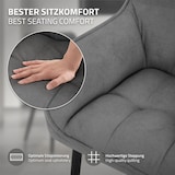 thumbnail of ML-Design – Esszimmerstühle 2er Set – Dunkelgrau Frotteestoff | dick gepolstert, Armlehnen, Metallbeine, ergonomisch