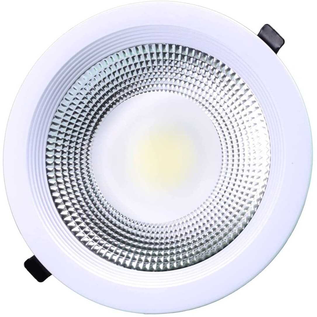 Downlight LED COB redondo empotrar, 30W 3000  lúmenes (= bombilla 250W), luz blanca fria 6000K para salón, cocina, tienda, negocio, oficina