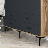 thumbnail of Dmora Großer Kleiderschrank Dfurlott, Schlafzimmermöbel, Schrank, Garderobe, 160x201h48 cm, Walnuss und Anthrazit