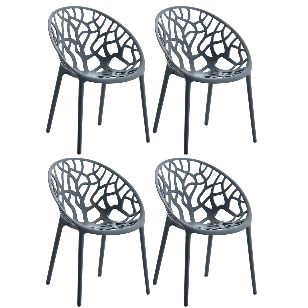 4er Set stapelbare tuinstoelen Hope antraciet