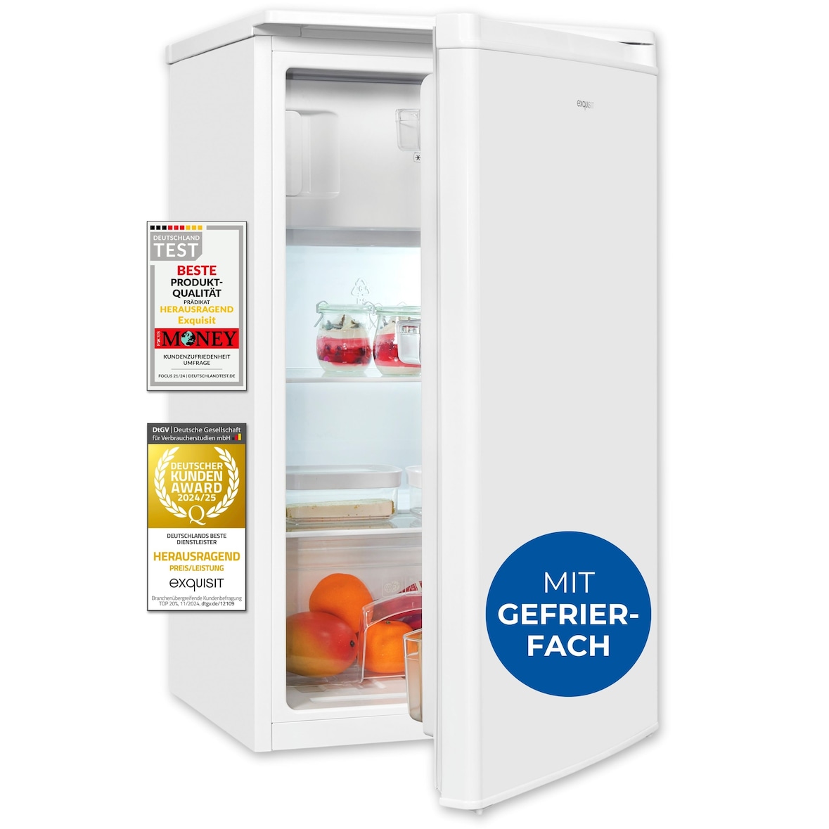 Exquisit Kühlschrank KS5117-3-040E weiss | 81 l Nutzinhalt | Weiß