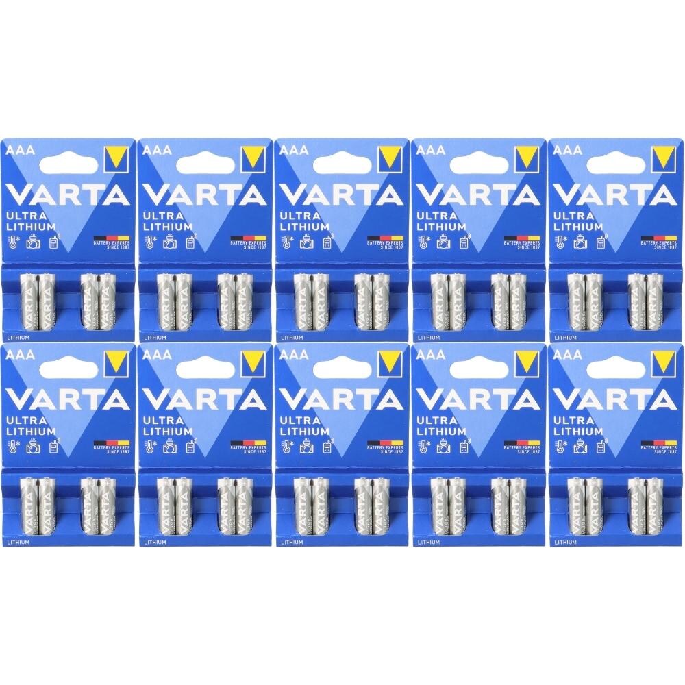 40x Varta Ultra Lithium AAA Micro Batterie 10x 4er Blister 6103