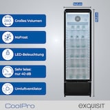 thumbnail of Exquisit Glastürkühlschrank, 280l Getränkekühlschrank mit LED, Umluft, 5 verstellbare Ablagen, CoolPro, GKS5260-GT-431D schwarz