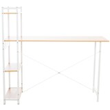 thumbnail of Décoshop26 - Bureau table de travail style rétro avec colonne de rangement étagère en bois et métal blanc 10_0003614