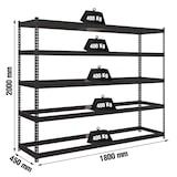 thumbnail of SimonRack Industrieel rek, 2000x1800x450 mm, 400 kg buigpunt, 5 niveaus, zonder legborden, garagerek, Antraciet- Ecoforte
